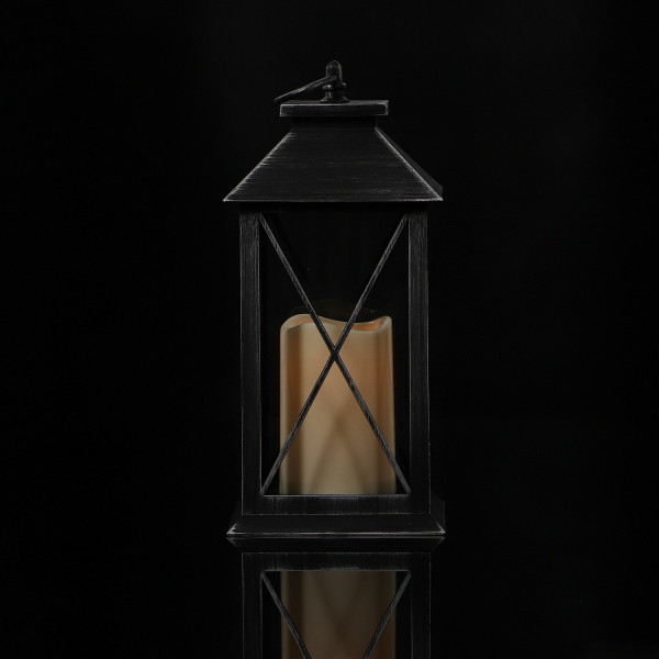 Czarna latarnia plastikowa ze święcą 30,5cm 4