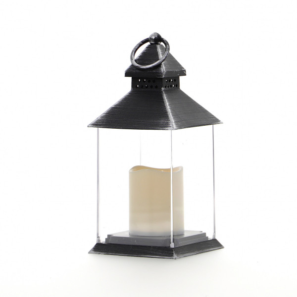 Czarna latarnia plastikowa ze świecą 23,5cm 1
