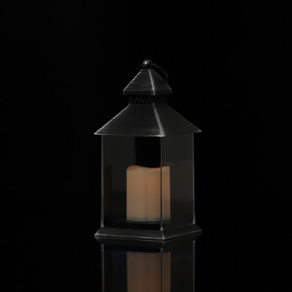 Czarna latarnia plastikowa ze świecą 23,5cm 3