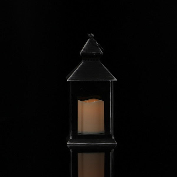 Czarna latarnia plastikowa ze świecą 23,5cm 4