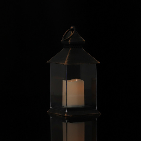 Czarna latarnia plastikowa LED 23,5cm 3