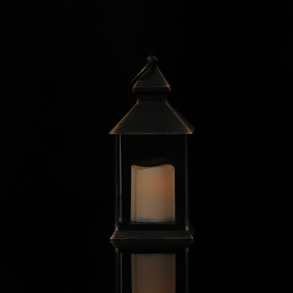 Czarna latarnia plastikowa LED 23,5cm 4