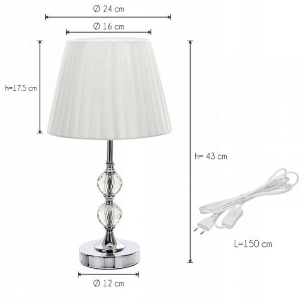 Lampa stołowa/nocna z dwoma kryształowymi kulami 2