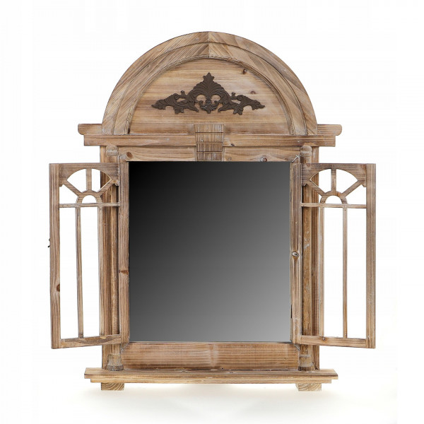 Duże drewniane lustro z okiennicami 67,5×90cm 1