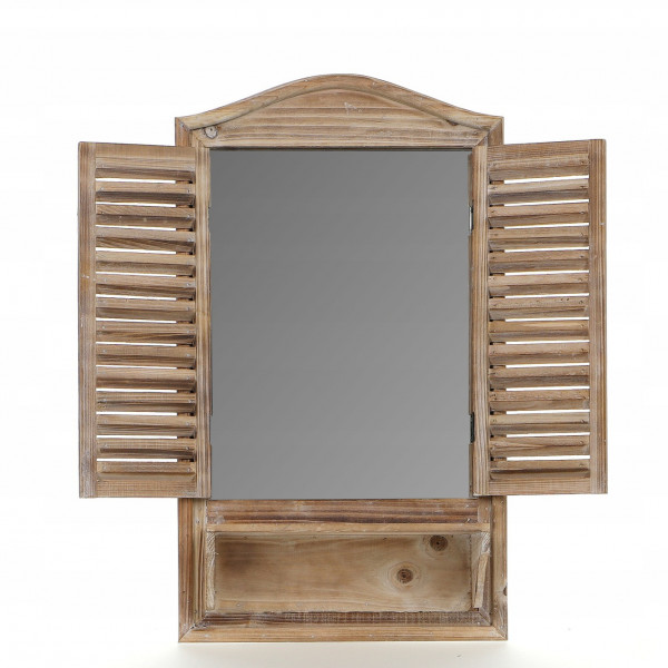 Lustro drewniane z okiennicami i półką 40×69,5×16cm 3