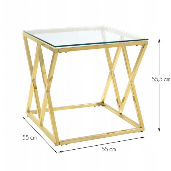 Złoty stolik ze stali chromowanej 55×55×55,5cm 1