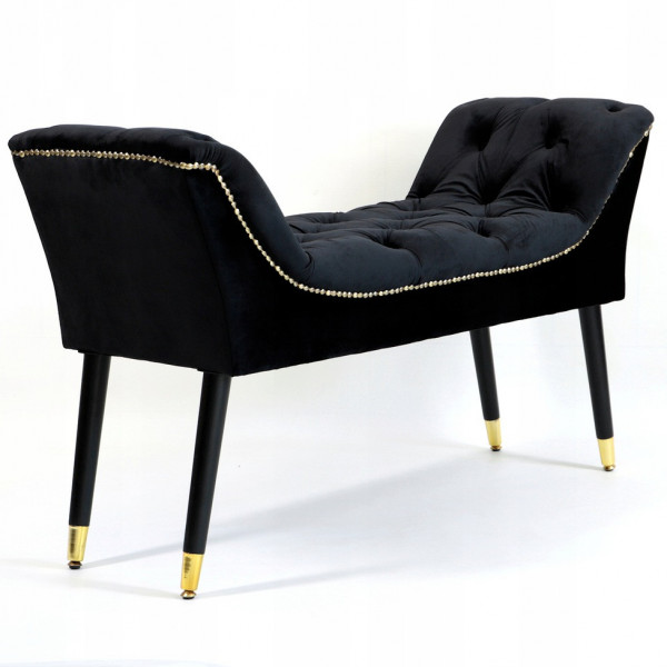 Pikowane siedzisko szezlong Enna w kolorze czarno złotym 2