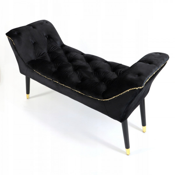 Pikowane siedzisko szezlong Enna w kolorze czarno złotym 3