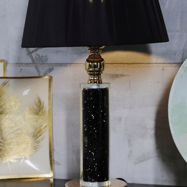 Złota lampa stołowa z czarnym pirytem 8
