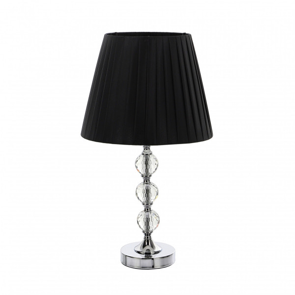 Lampa stołowa/nocna z trzema kryształowymi kulami i czarnym kloszem