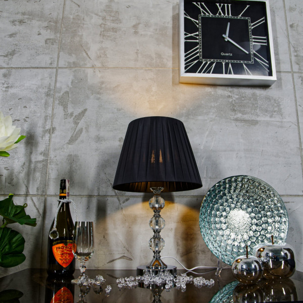 Lampa stołowa/nocna z trzema kryształowymi kulami i czarnym kloszem 6