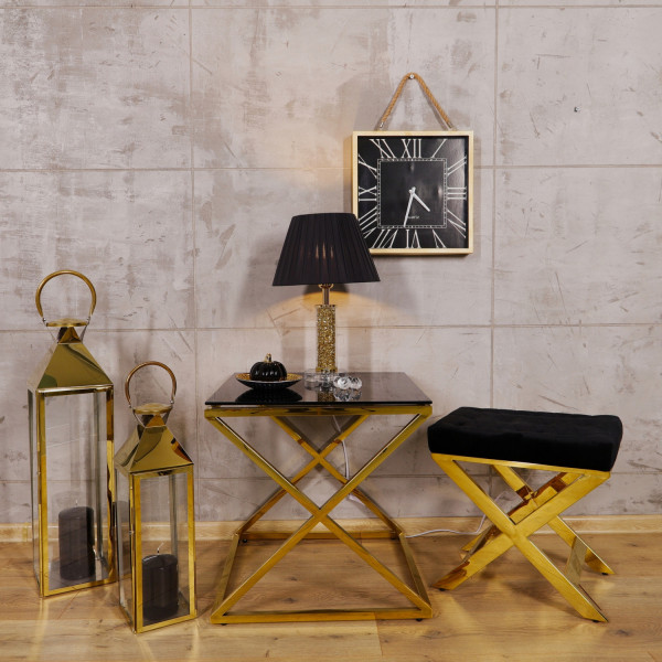 Lampa stołowa/nocna z pirytem w kolorze francuskiego złota i czarnym kloszem 6