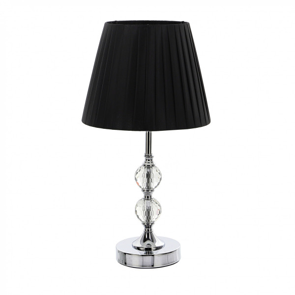 Lampa stołowa/nocna z dwoma kryształowymi kulami i czarnym kloszem