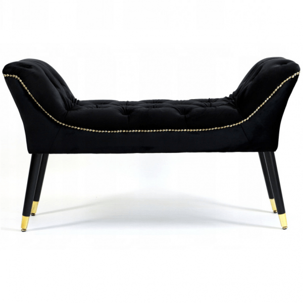 Pikowane siedzisko szezlong Enna w kolorze czarno złotym