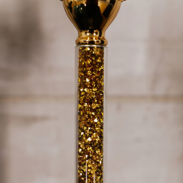 Złoty świecznik glamour z pirytem 30cm 7