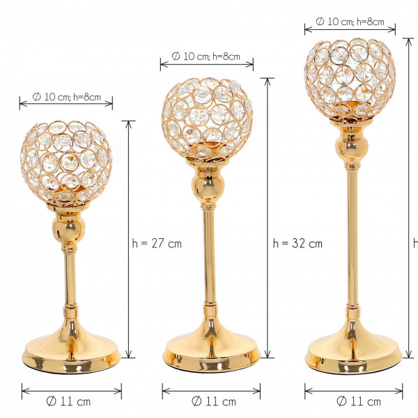 Złoty świecznik glamour 27cm 6
