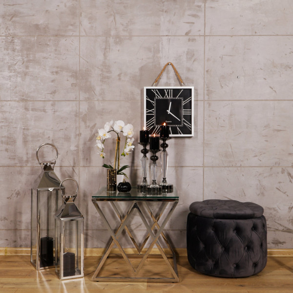 Czarny świecznik glamour z diamentem 29cm 20