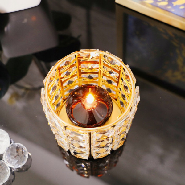 Złoty świecznik glamour z cyrkoniami 12,5cm 7