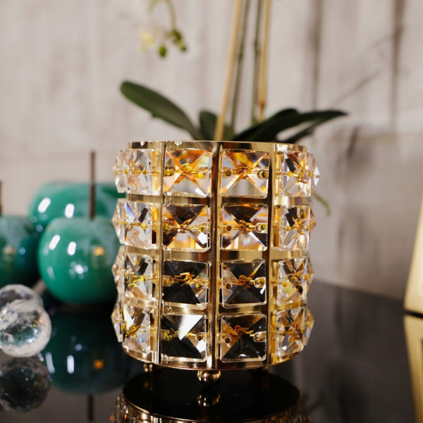 Złoty świecznik glamour z cyrkoniami 12,5cm 8