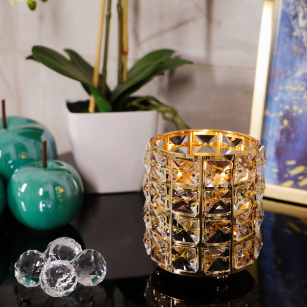 Złoty świecznik glamour z cyrkoniami 12,5cm 9