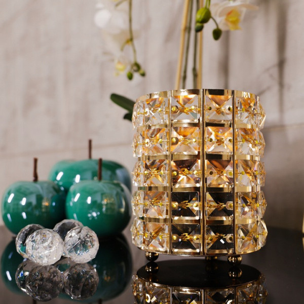 Złoty świecznik glamour z cyrkoniami 15cm 11