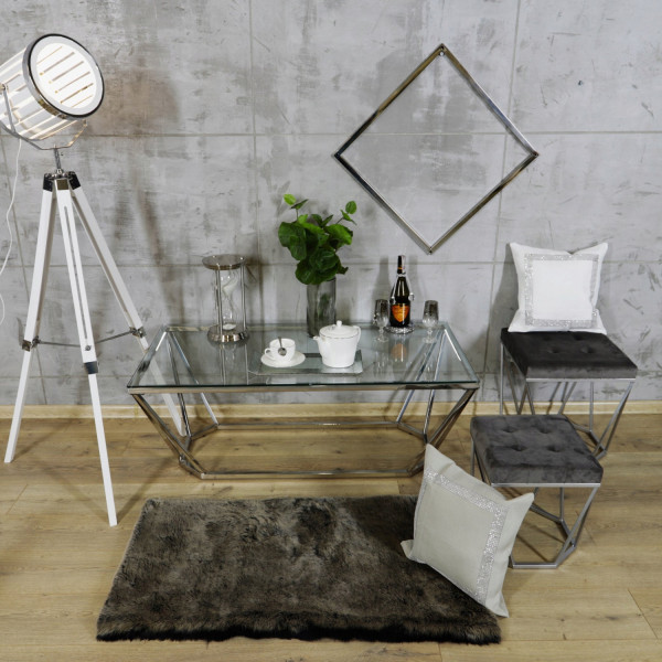 Srebrny stolik-ława Oktana 120 ×60 ×45cm 5