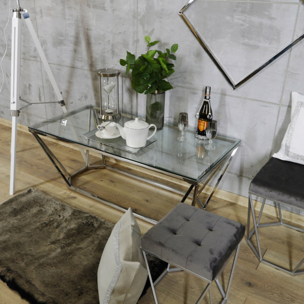 Srebrny stolik-ława Oktana 120 ×60 ×45cm 6