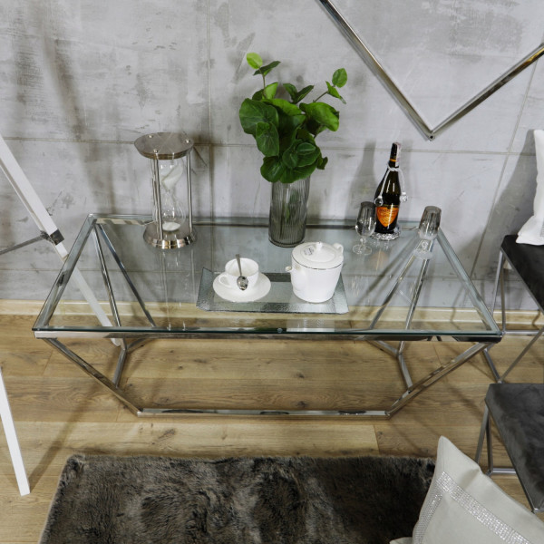 Srebrny stolik-ława Oktana 120 ×60 ×45cm 7