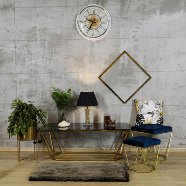 Złoty stolik-ława Oktana z niebieską szybą 120 ×60 ×45cm 9