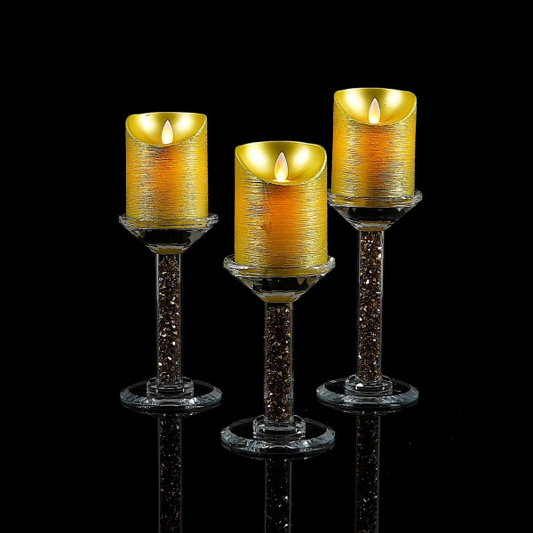 Kryształowy świecznik ze złotym pirytem S 4