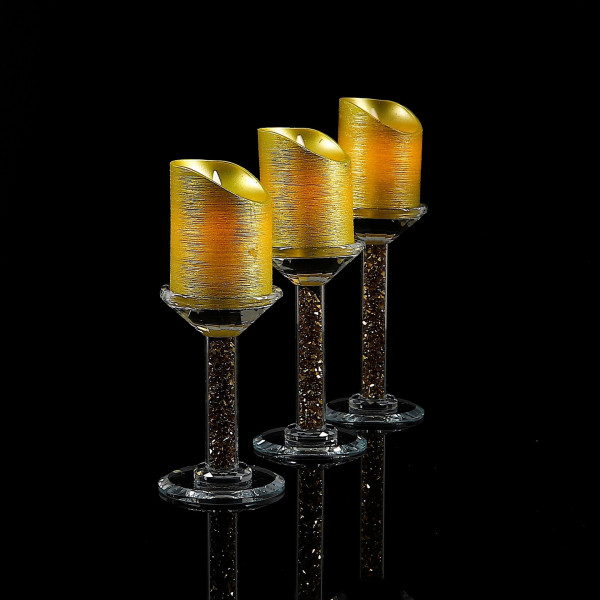 Kryształowy świecznik ze złotym pirytem M 6