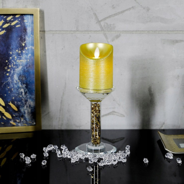 Kryształowy świecznik ze złotym pirytem M 7