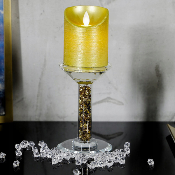 Kryształowy świecznik ze złotym pirytem M 9