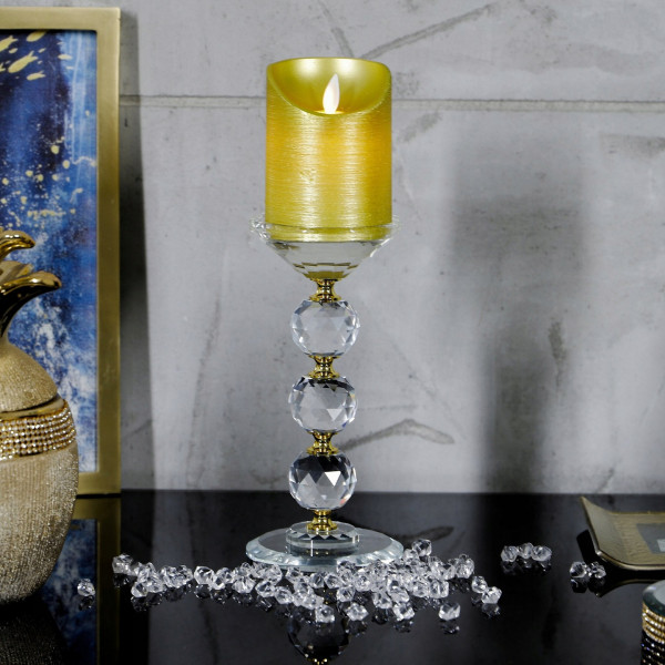 Kryształowy świecznik ze złotym zdobieniem L 7