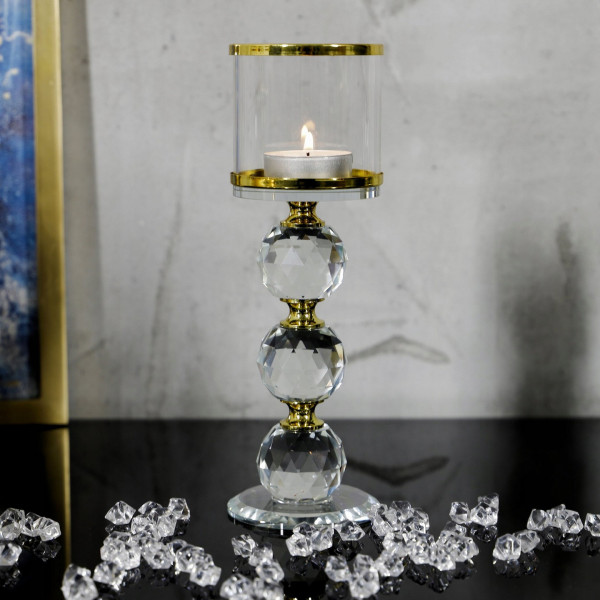 Kryształowy świecznik ze złotym zdobieniem - 3 kule 5