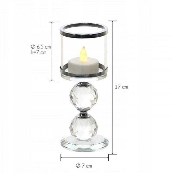 Szklany świecznik na tealight 17cm 1