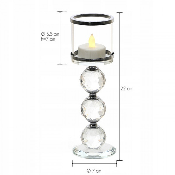 Szklany świecznik na tealight 22cm 1