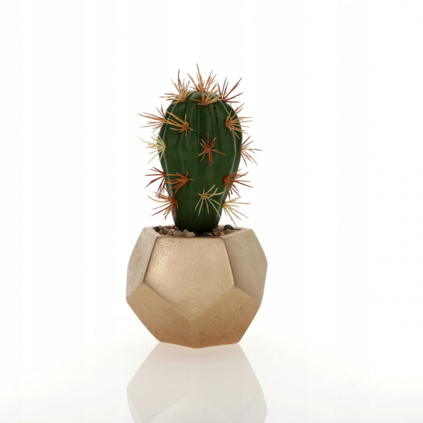 Sztuczny kaktus ozdobny w złotej doniczce