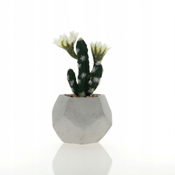 Sztuczny kaktus ozdobny w szarej doniczce