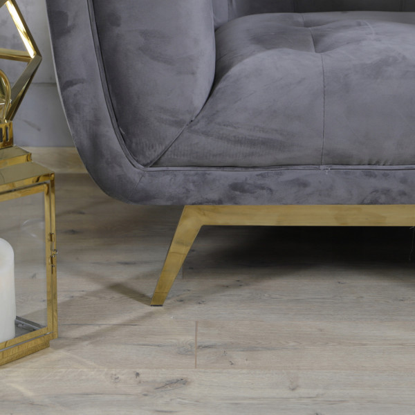 Szary fotel tapicerowany na złotych chromowanych nogach - Eclesio 8