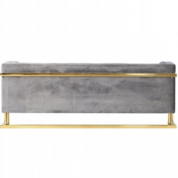 Szara sofa tapicerowana na złotych chromowanych nogach - Stella 4
