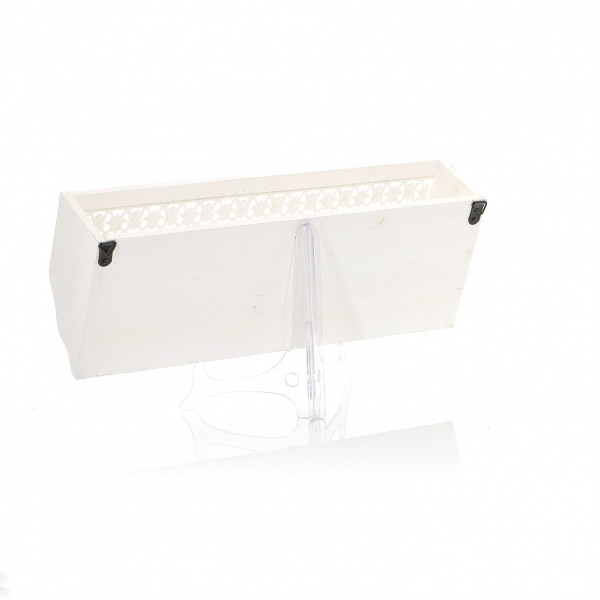Biały wieszak drewniany - półka z 3 haczykami 40×10×17cm 3