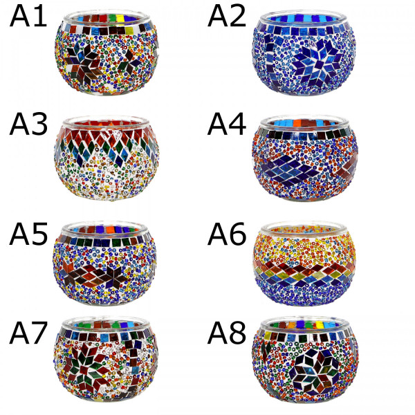 Szklany świecznik z mozaiki - kolekcja marokańska 1