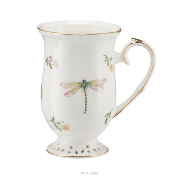 Kubek porcelanowy dekorowany złotą linią 300ml - LEDA IVORY