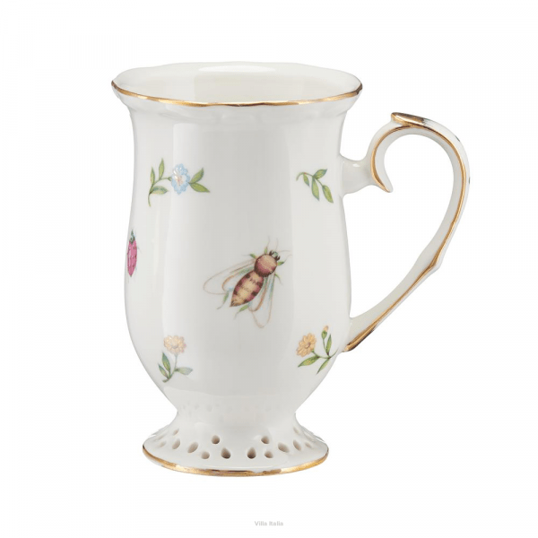 Kubek porcelanowy dekorowany złotą linią 300ml - LEDA IVORY 3