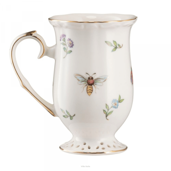Kubek porcelanowy dekorowany złotą linią 300ml - LEDA IVORY 9