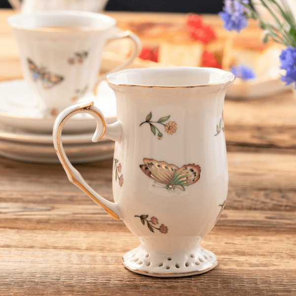 Kubek porcelanowy dekorowany złotą linią 300ml - LEDA IVORY 10