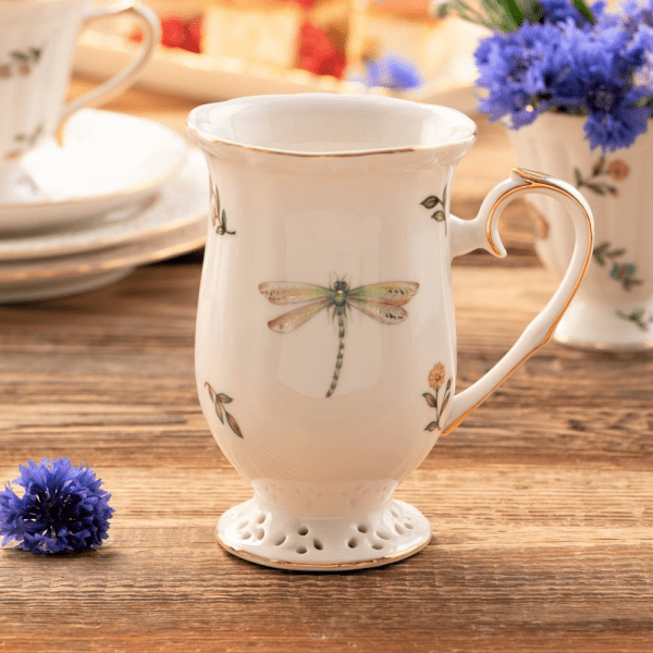Kubek porcelanowy dekorowany złotą linią 300ml - LEDA IVORY 11