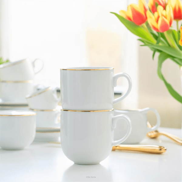 Kubek do kawy herbaty 350ml porcelanowy - PLUS GOLD 2