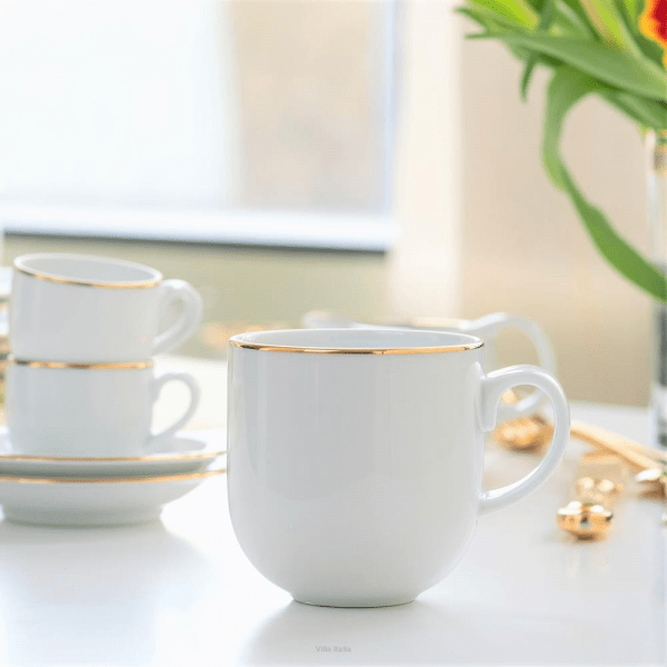 Kubek do kawy herbaty 350ml porcelanowy - PLUS GOLD 4